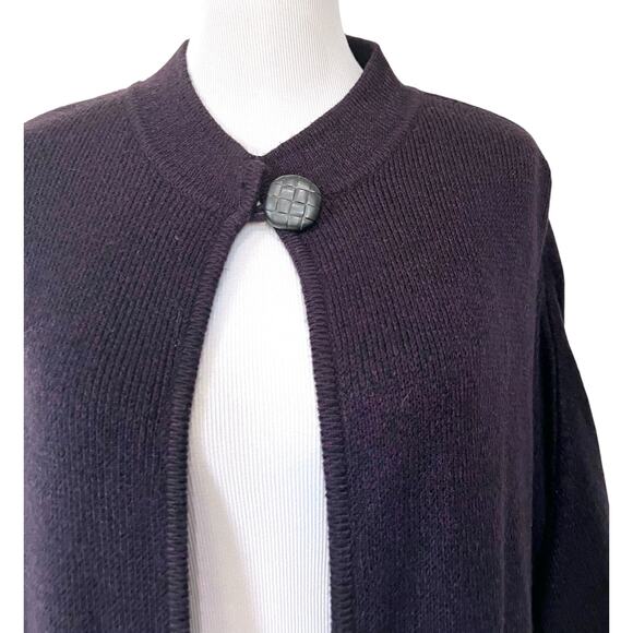 Tally Ho Womens Knit Cape Poncho Cape Open Front Cardigan Pockets Dark Purple 2X - Picture 2 of 8